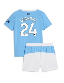 Manchester City Josko Gvardiol #24 Replika Hemmakläder Barn 2025-26 Kortärmad (+ byxor)